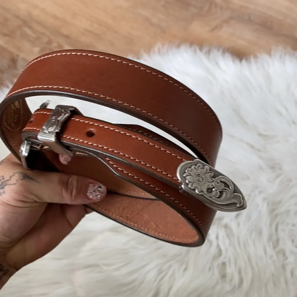 💛 Buffalo billfolds leather belt silver buckle